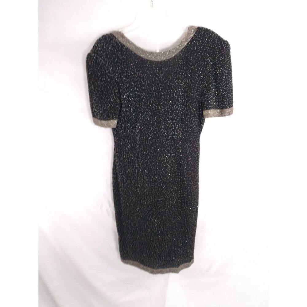 Vtg. Stenay MidCentury Style Silk Shell Beaded Formal Cocktail Midi Dress Sz 8